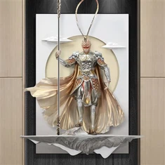 3D seisva Wukongi seinakaunistus